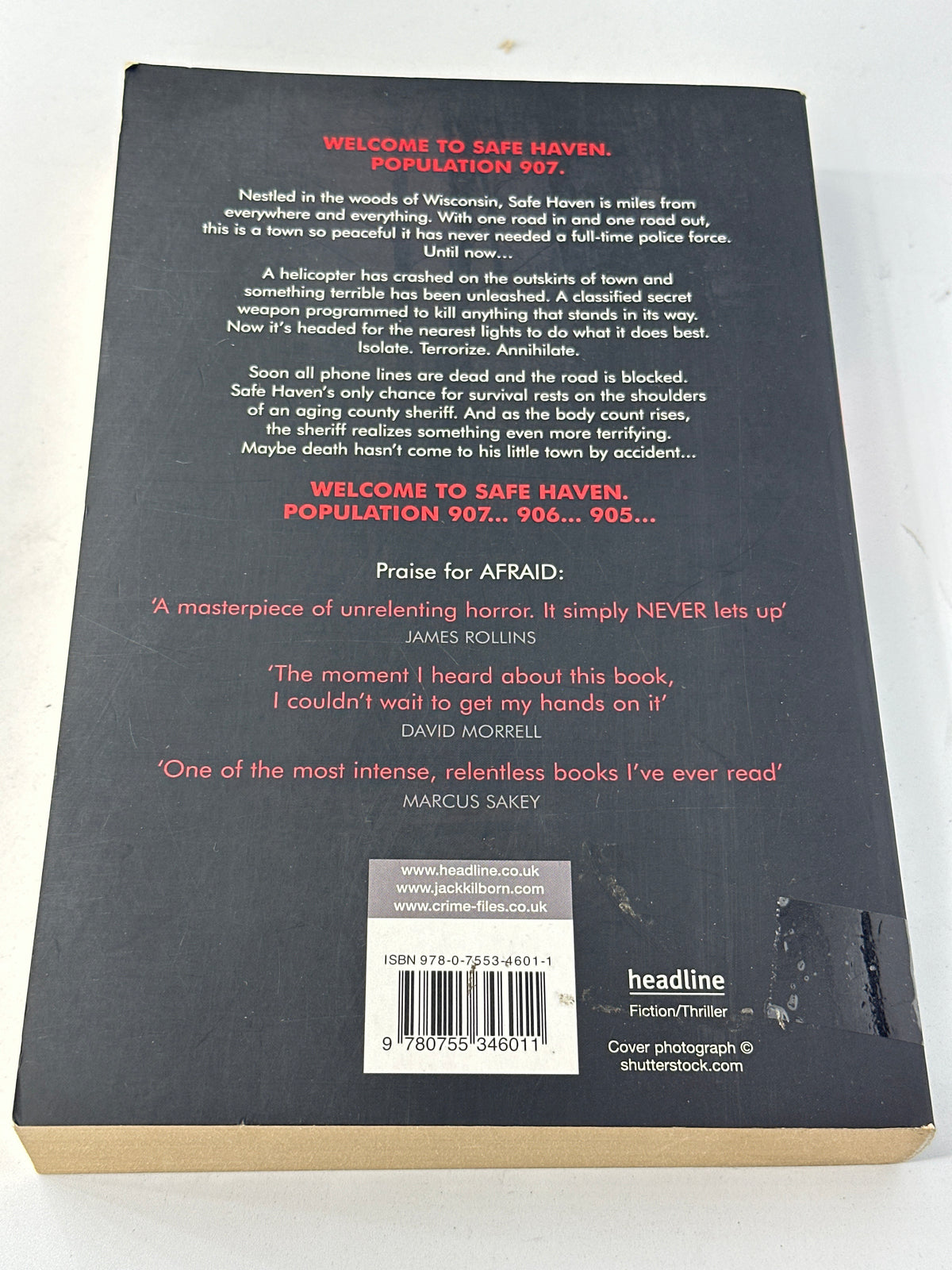 Jack Kilborn Afraid back cover image