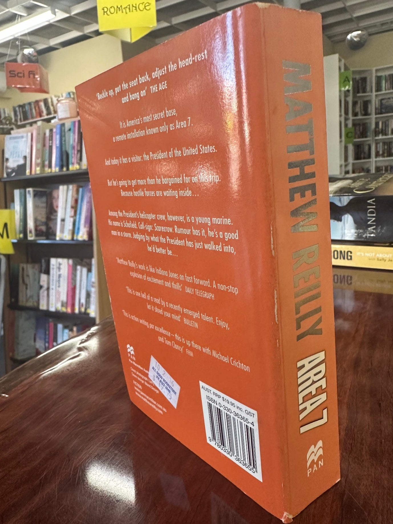 Matthew Reilly Area 7 back cover