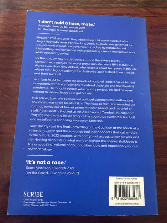 Niki Savva Bulldozed back cover