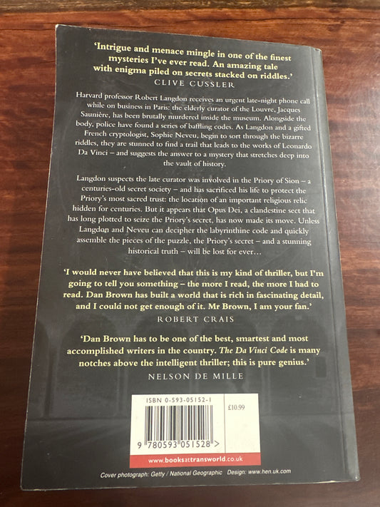 Dan Brown the Da Vinci Code back cover