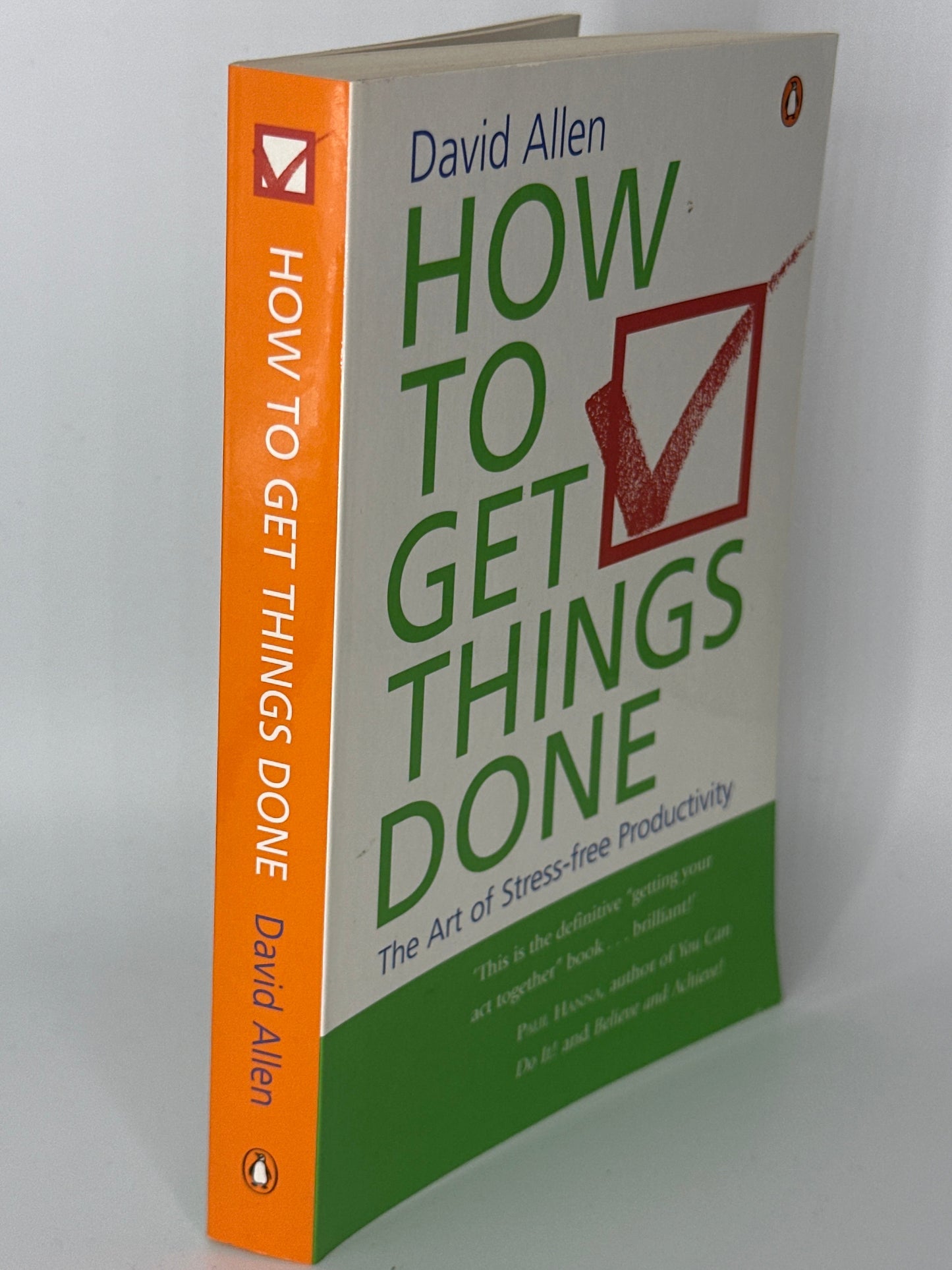 David Allen How to Get Things Done, the Art of Stress-free Productivity actual spine used books