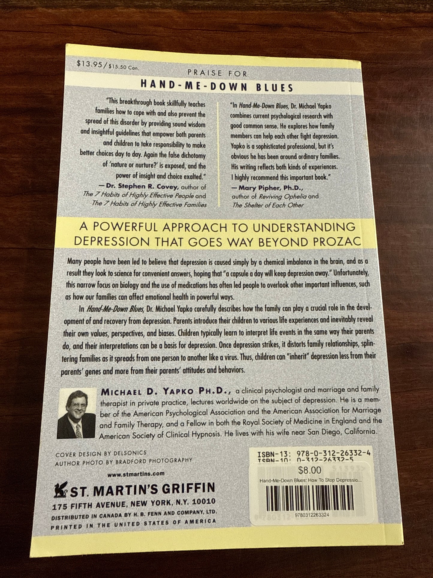 Michael Yapko Hand-Me-Down Blues back cover