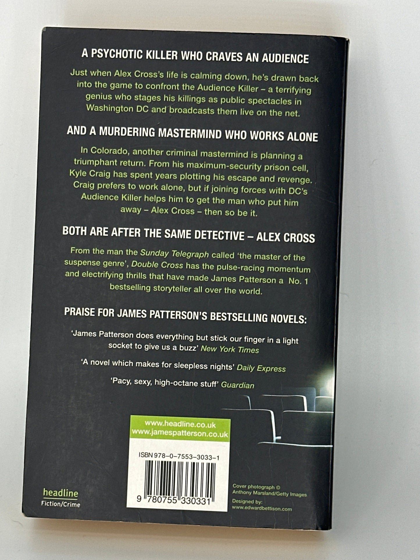James Patterson Double Cross actual back cover used books