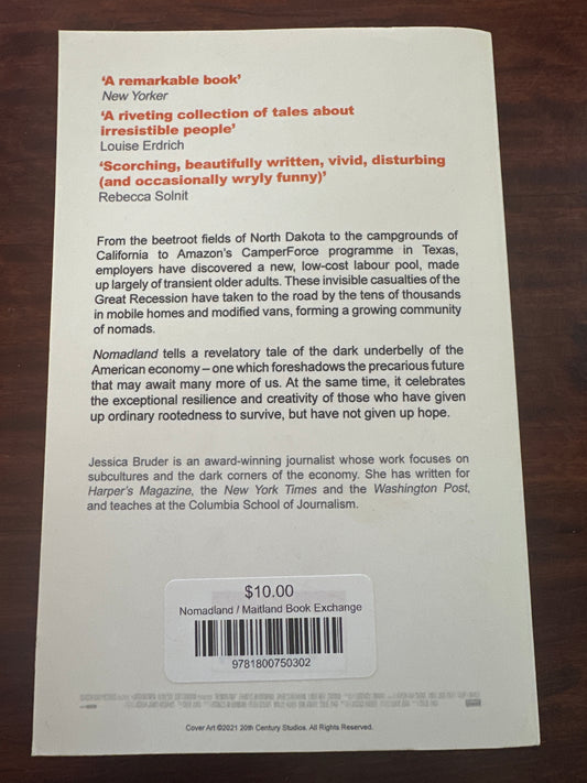 Jessica Bruder Nomadland back cover