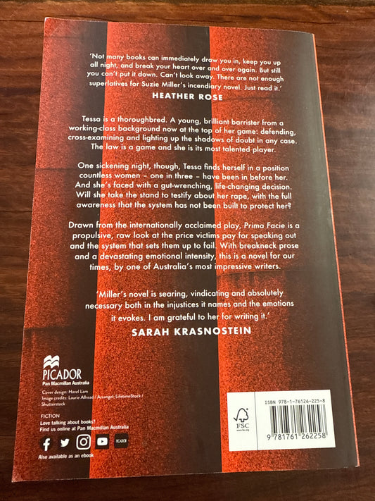 Suzie Miller Prima Facie back cover