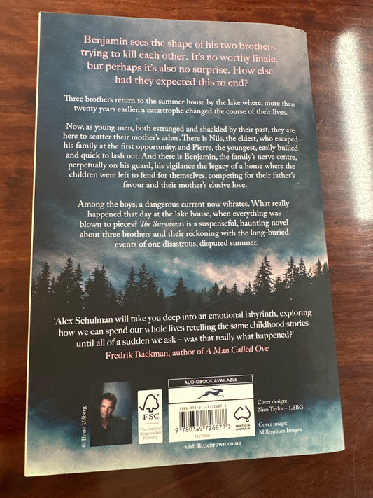 Book cover of 'The Survivors' by Alex Schulman back cover