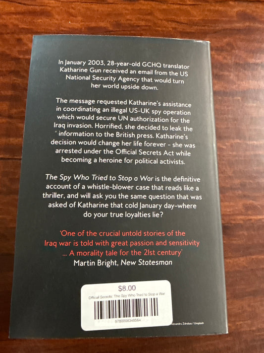 The Spy who tried to stop a war back cover