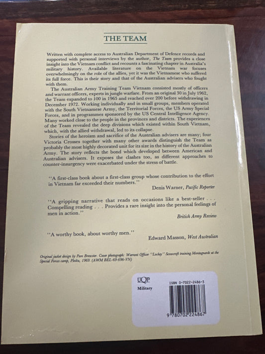 The Team Aust Army Advisers in Vietnam front cover