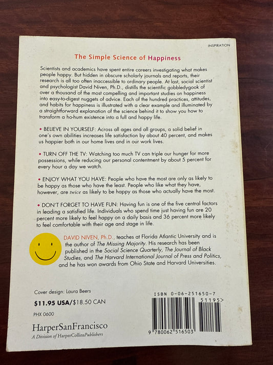 David Niven The 100 Simple Secrets of Happy People back cover