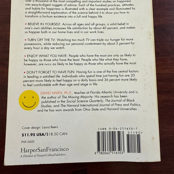 David Niven The 100 Simple Secrets of Happy People back cover