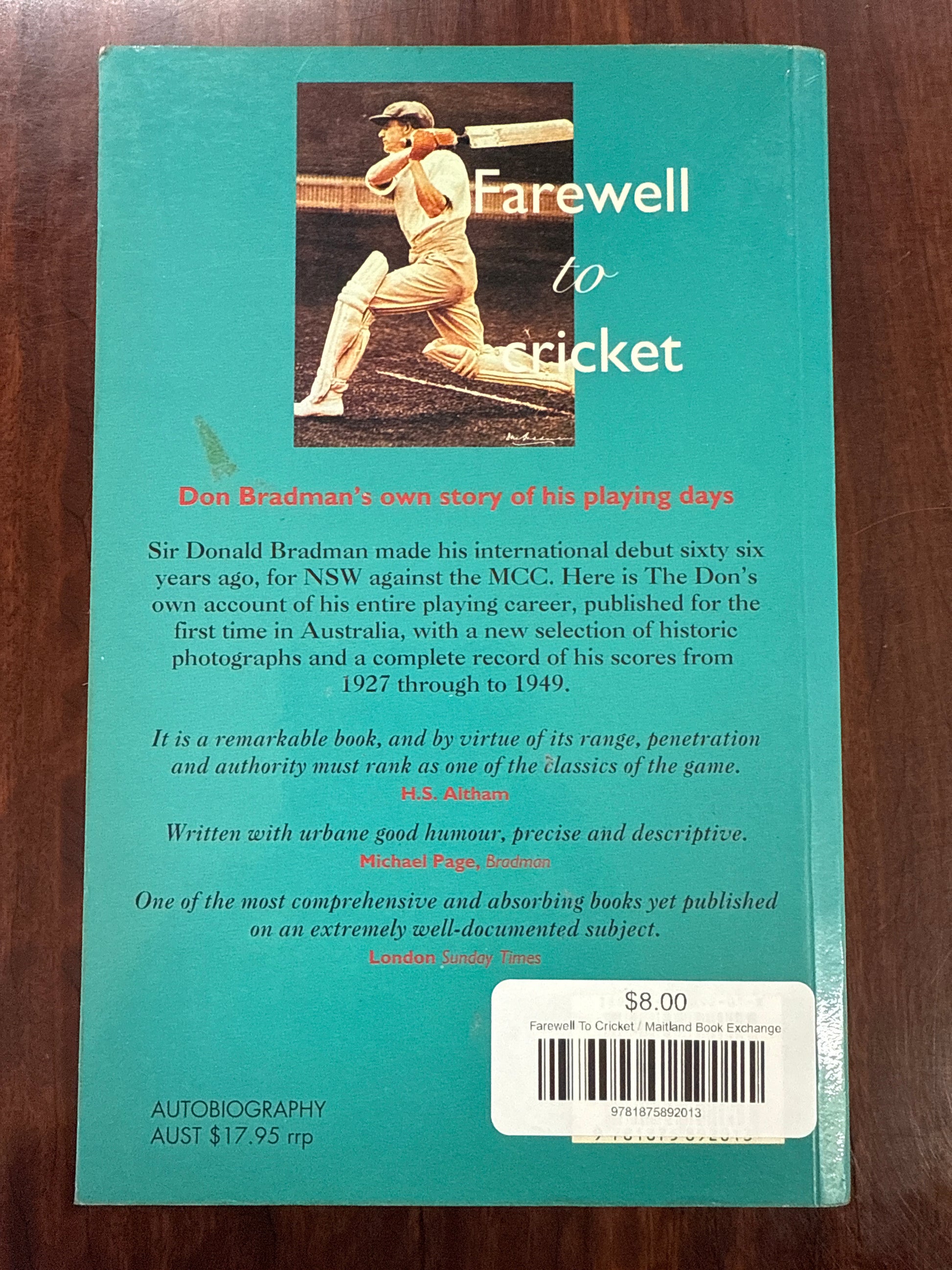 Farewell To Cricket