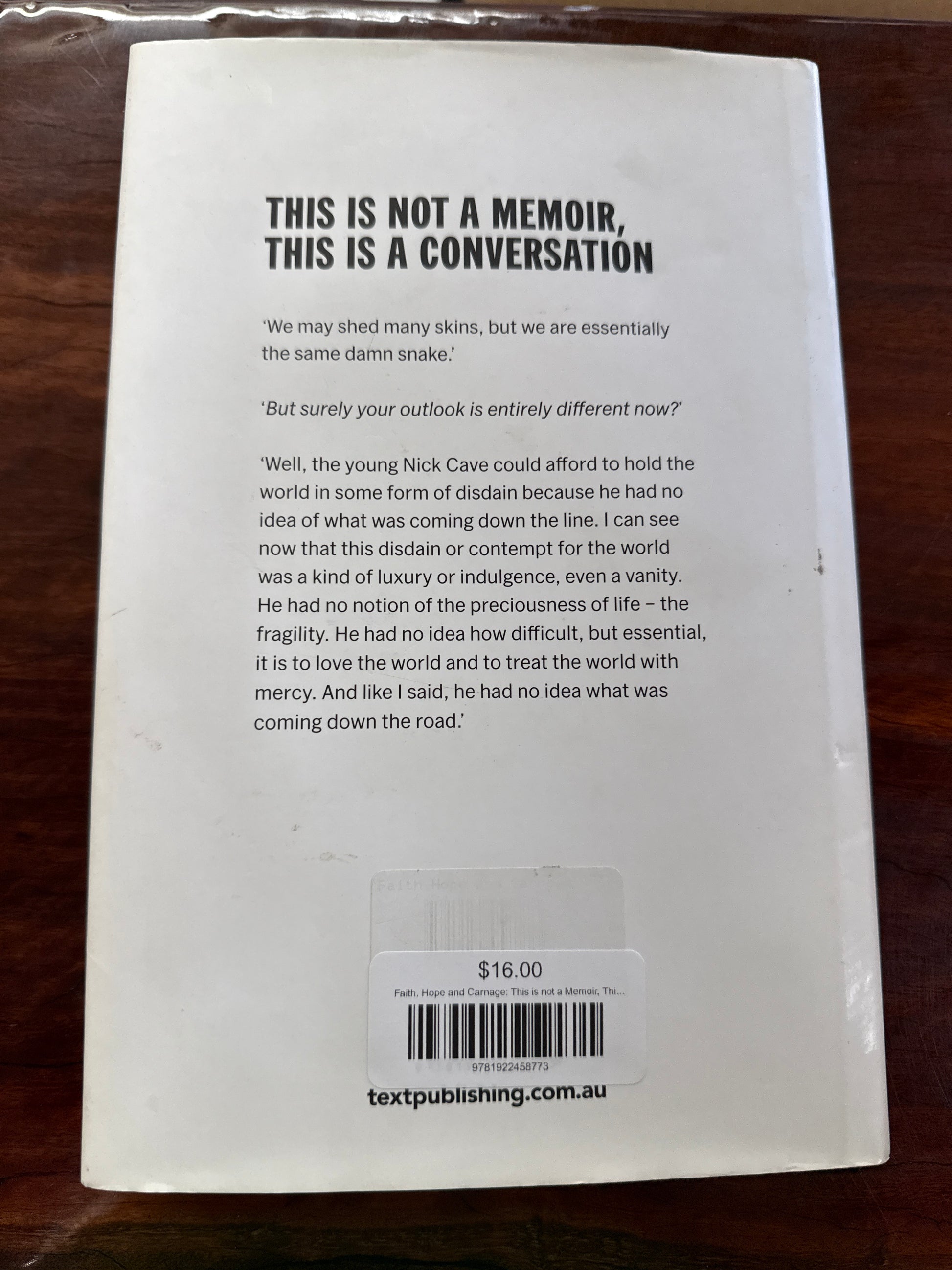 Faith, Hope and Carnage: This is not a Memoir, This is a Conversation (Hardcover)