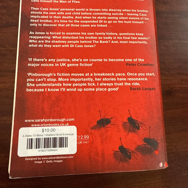 Sarah Pinborough A Matter Of Blood back cover