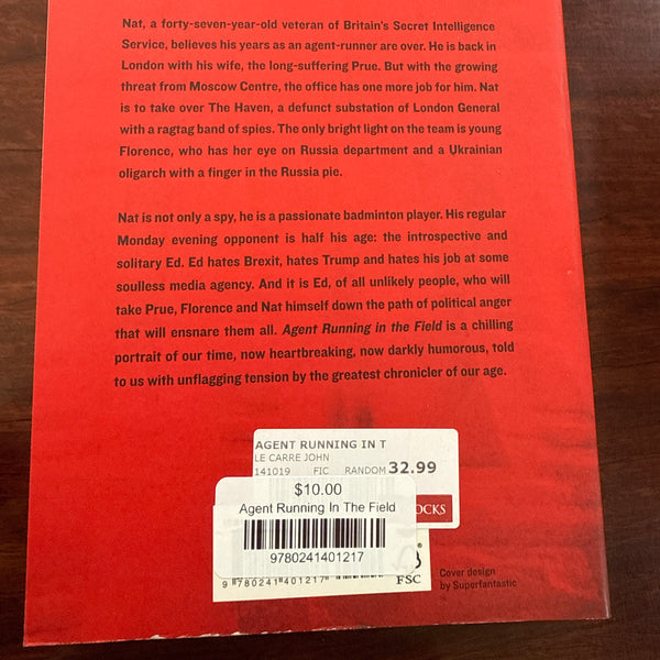 John le Carre Agent Running In The Field back cover
