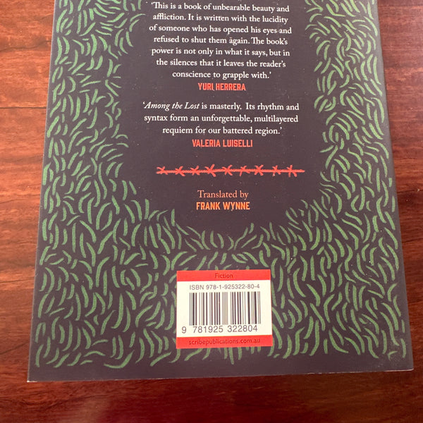 back cover of Book titled 'Among the Lost' by Emiliano Monge 