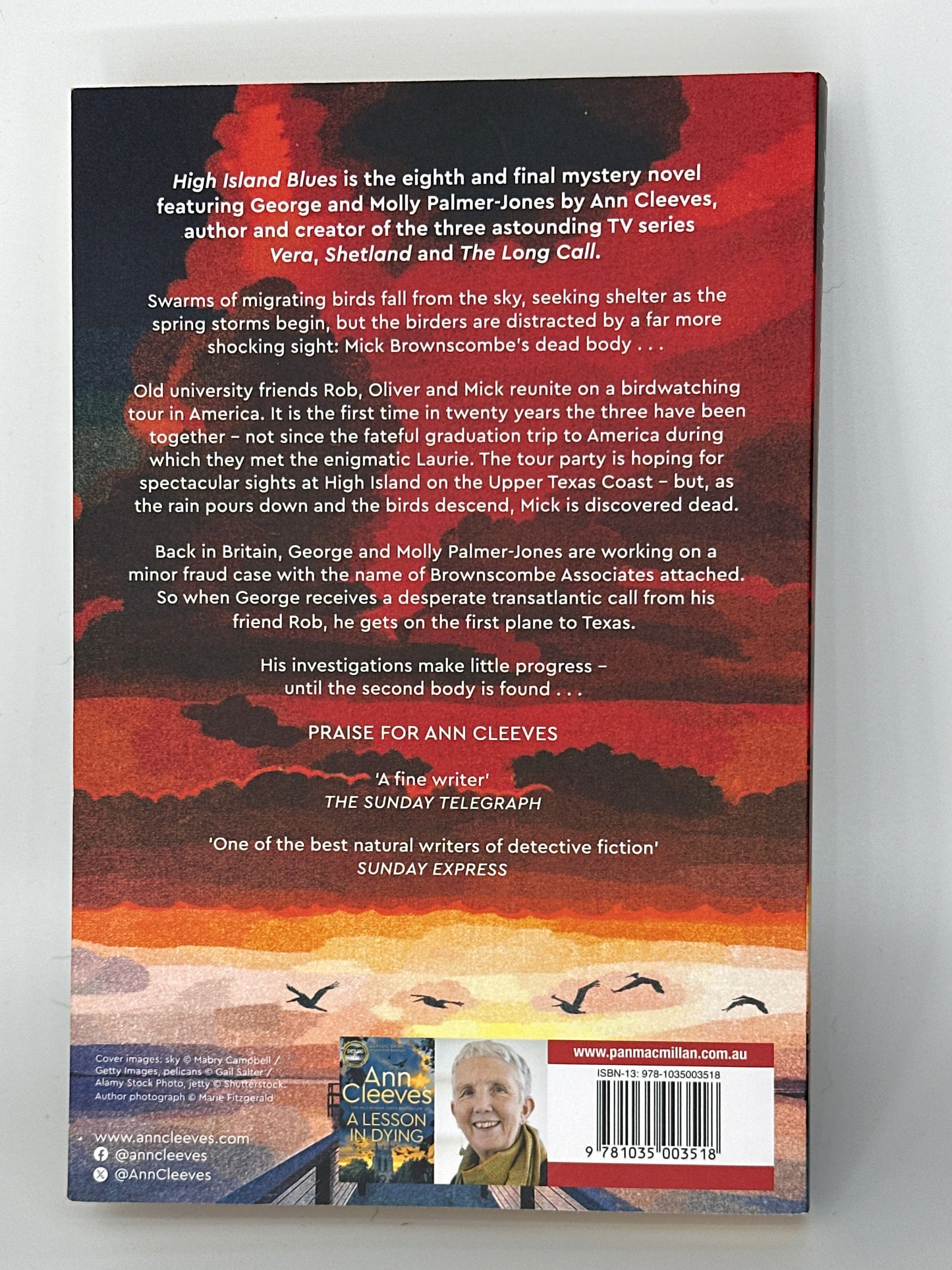 Ann Cleeves High Island Blues: A George and Molly Palmer-Jones Novel 8 actual back cover used books