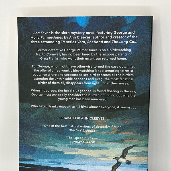 Ann Cleeves Sea Fever: A George and Molly Palmer-Jones Novel 6 actual back cover used books