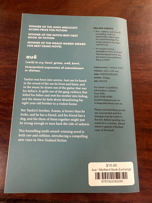 Aue by Becky Manawatu back cover