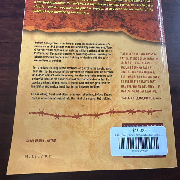 Terry OFarrell Behind Enemy Lines back cover