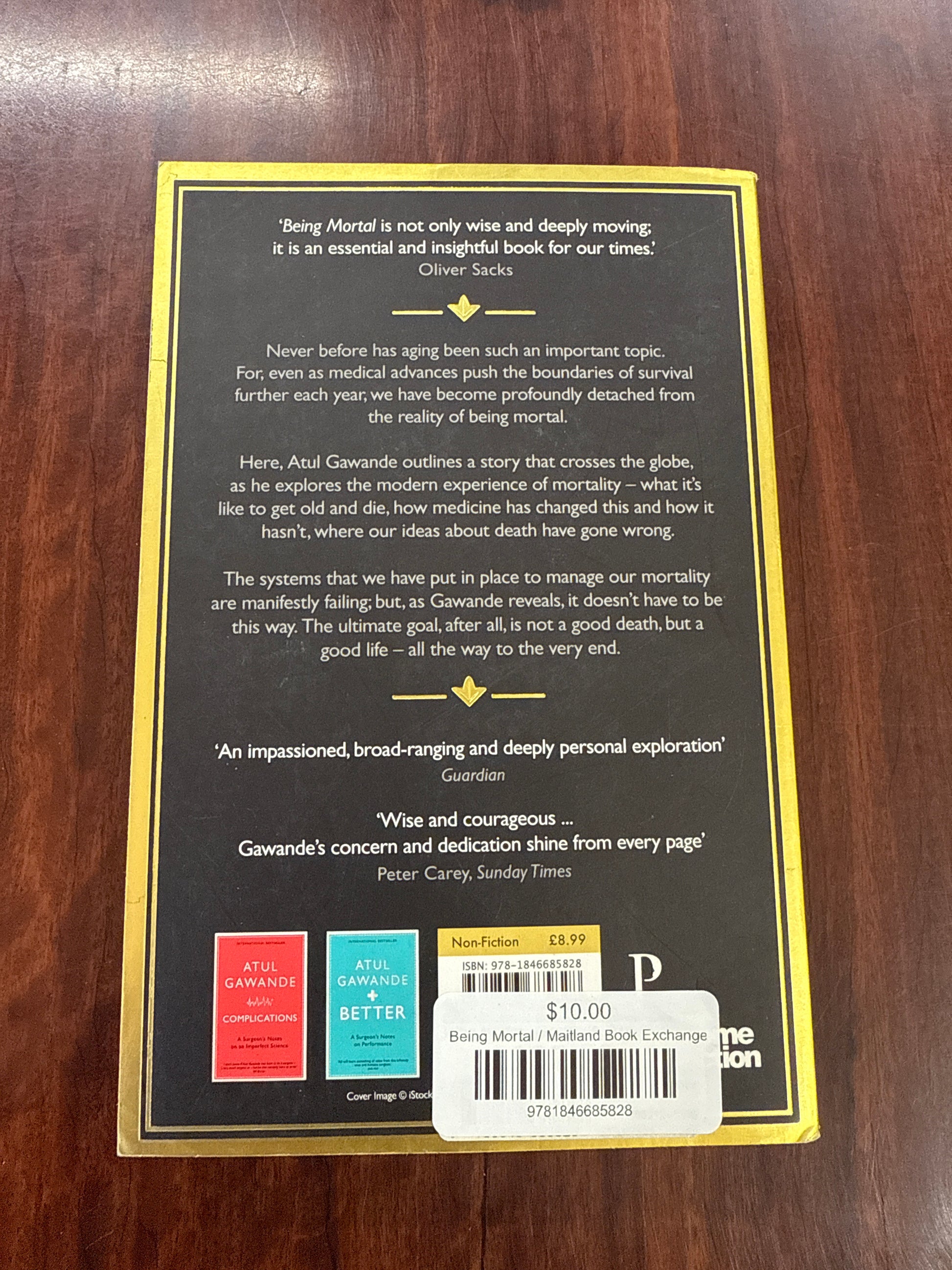 Atul Gawande Being Mortal back cover