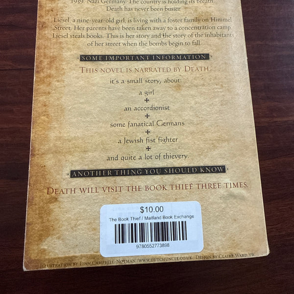 Markus Zusak Book Thief back Cover