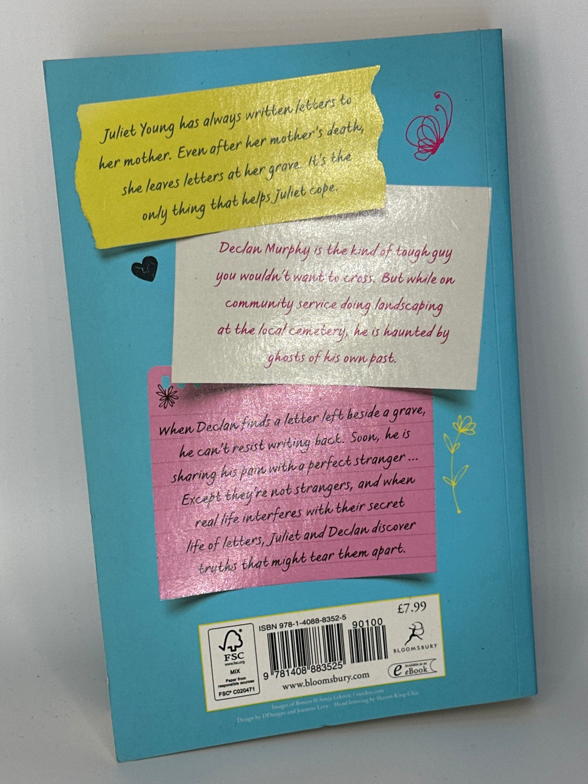 Brigid Kemmerer Letters to the Lost actual back cover used books