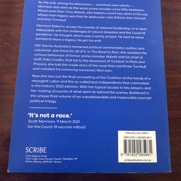 Niki Savva Bulldozed back cover