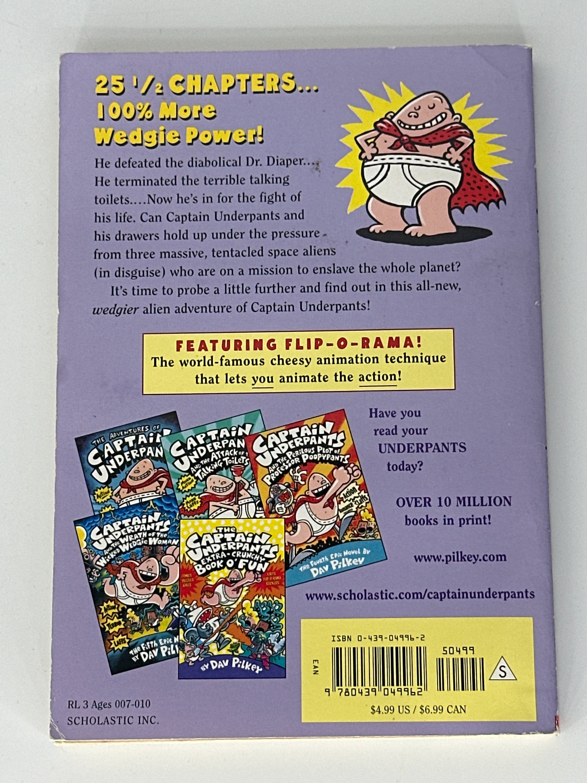 Captain Underpants and the Invasion of the Incredibly Naughty Cafeteria Ladies from Outer Space (and the Subsequent Assault of the Equally Evil Lunchroom Zombie Nerds) back cover used books