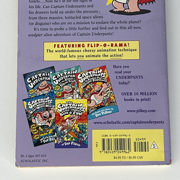 Captain Underpants and the Invasion of the Incredibly Naughty Cafeteria Ladies from Outer Space (and the Subsequent Assault of the Equally Evil Lunchroom Zombie Nerds) back cover used books