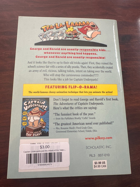 Dav Pilkey Captain Underpants and the Attack of the Talking Toilets back cover