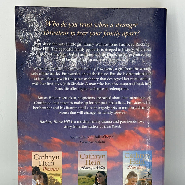 Cathryn Hein Rocking Horse Hill actual back cover used books