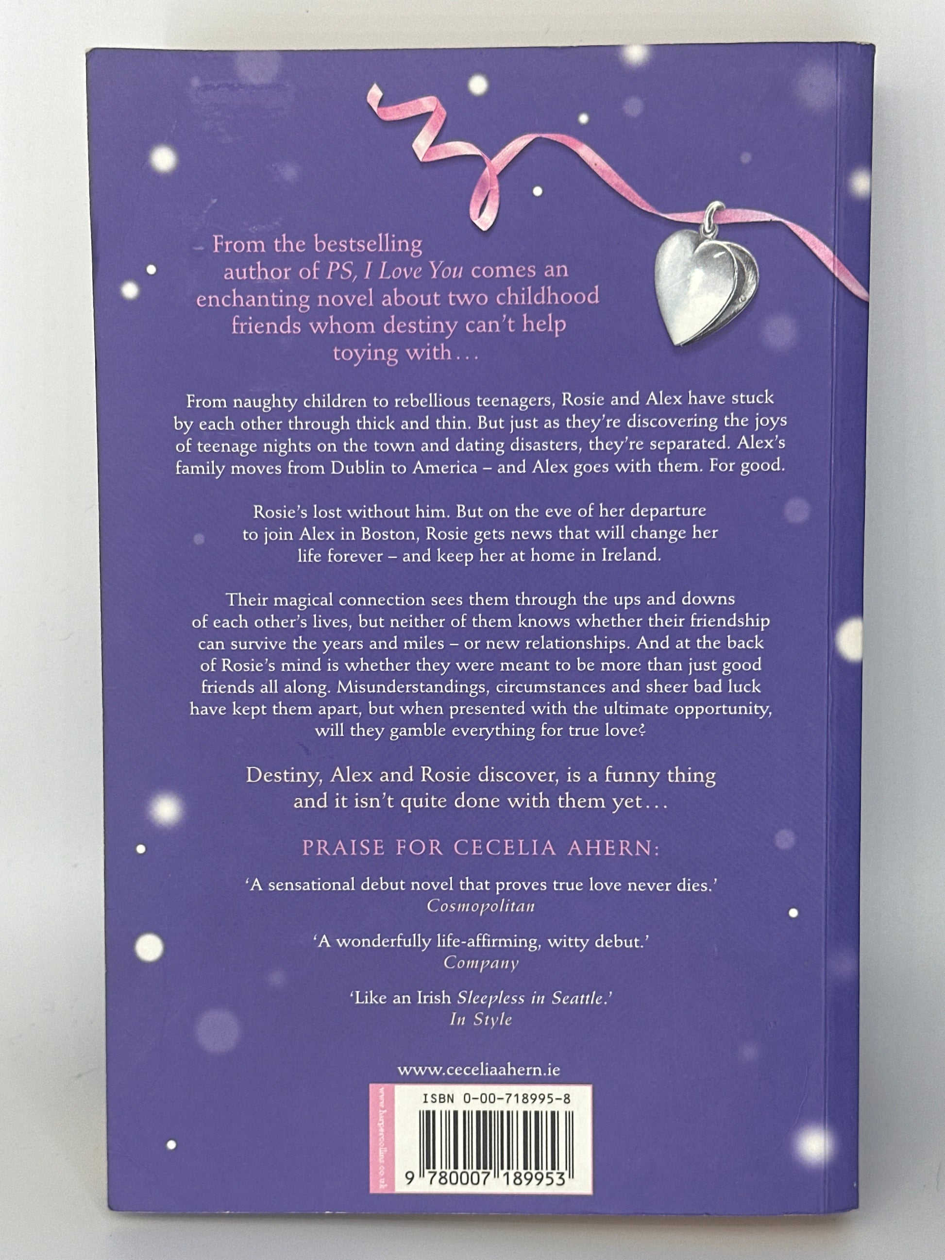 Cecelia Ahern Where Rainbows End actual back cover used books