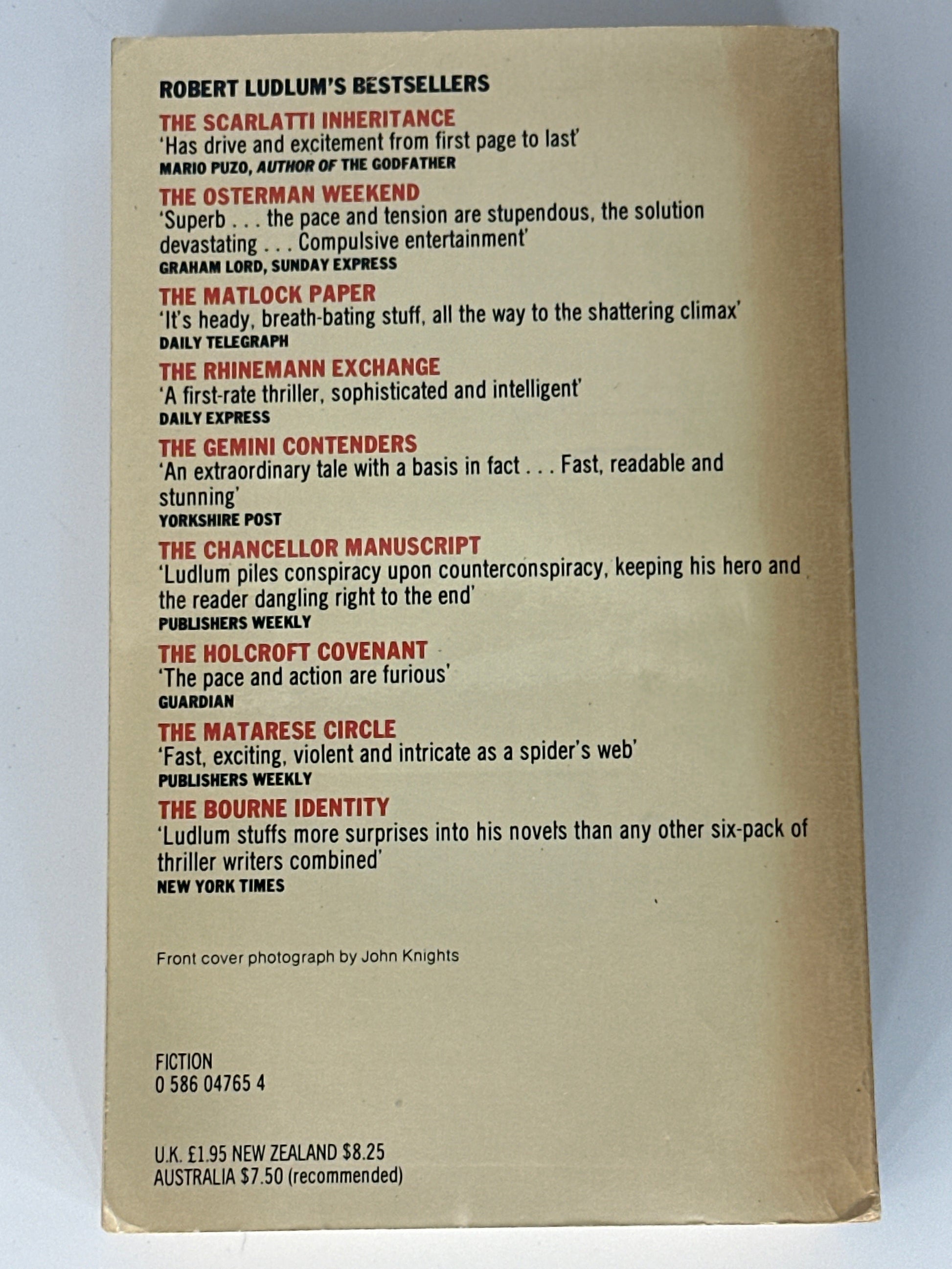 Robert Ludlum Chancellor Manuscript back cover image