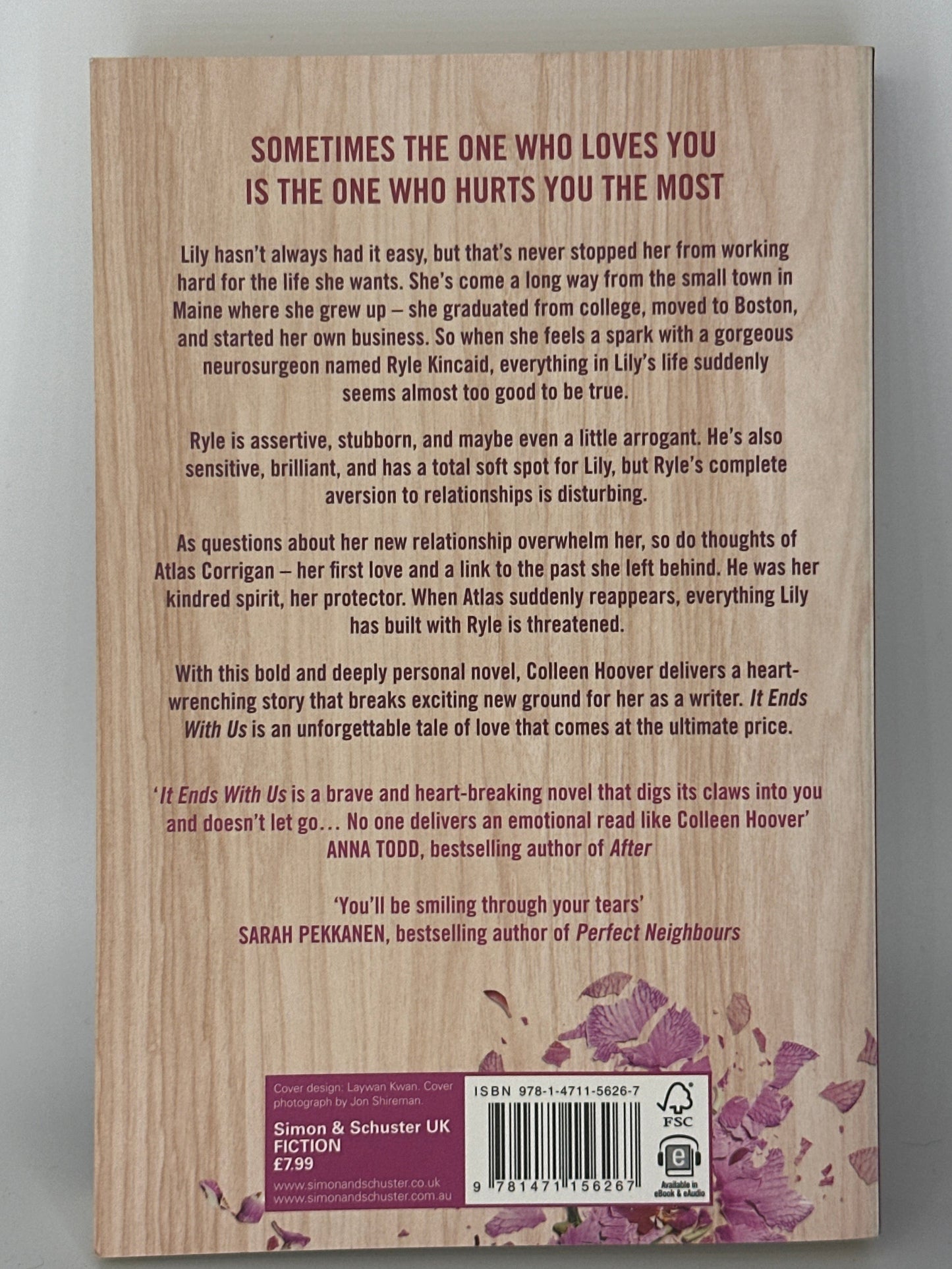 Colleen Hoover It Ends With Us actual back cover used books