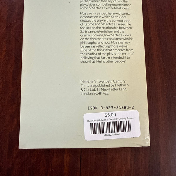Huis Clos (Methuen's Twentieth Century French Texts)