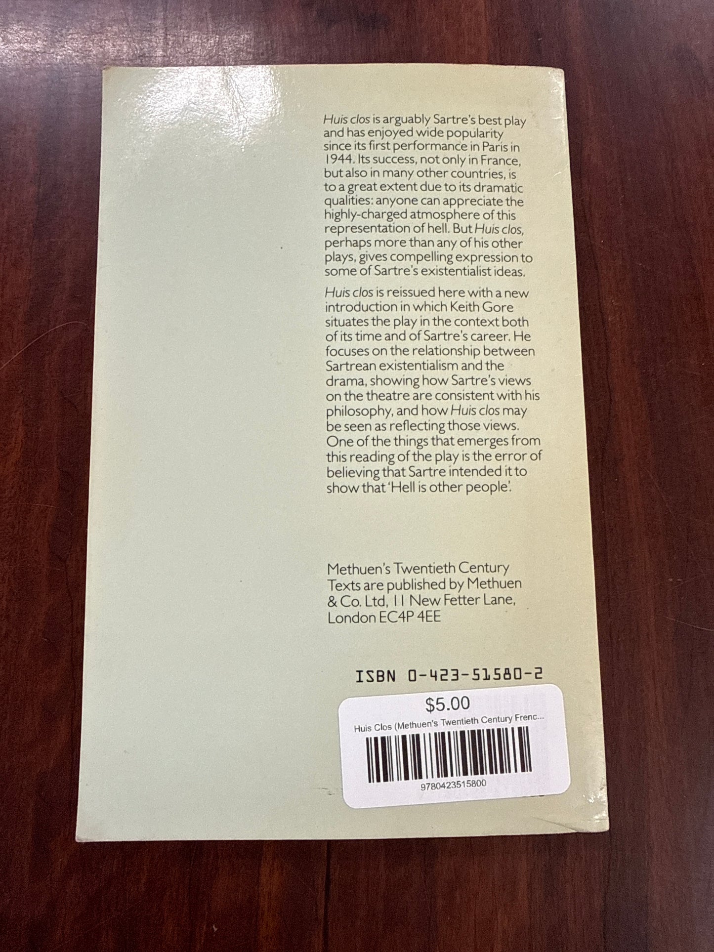 Huis Clos (Methuen's Twentieth Century French Texts)