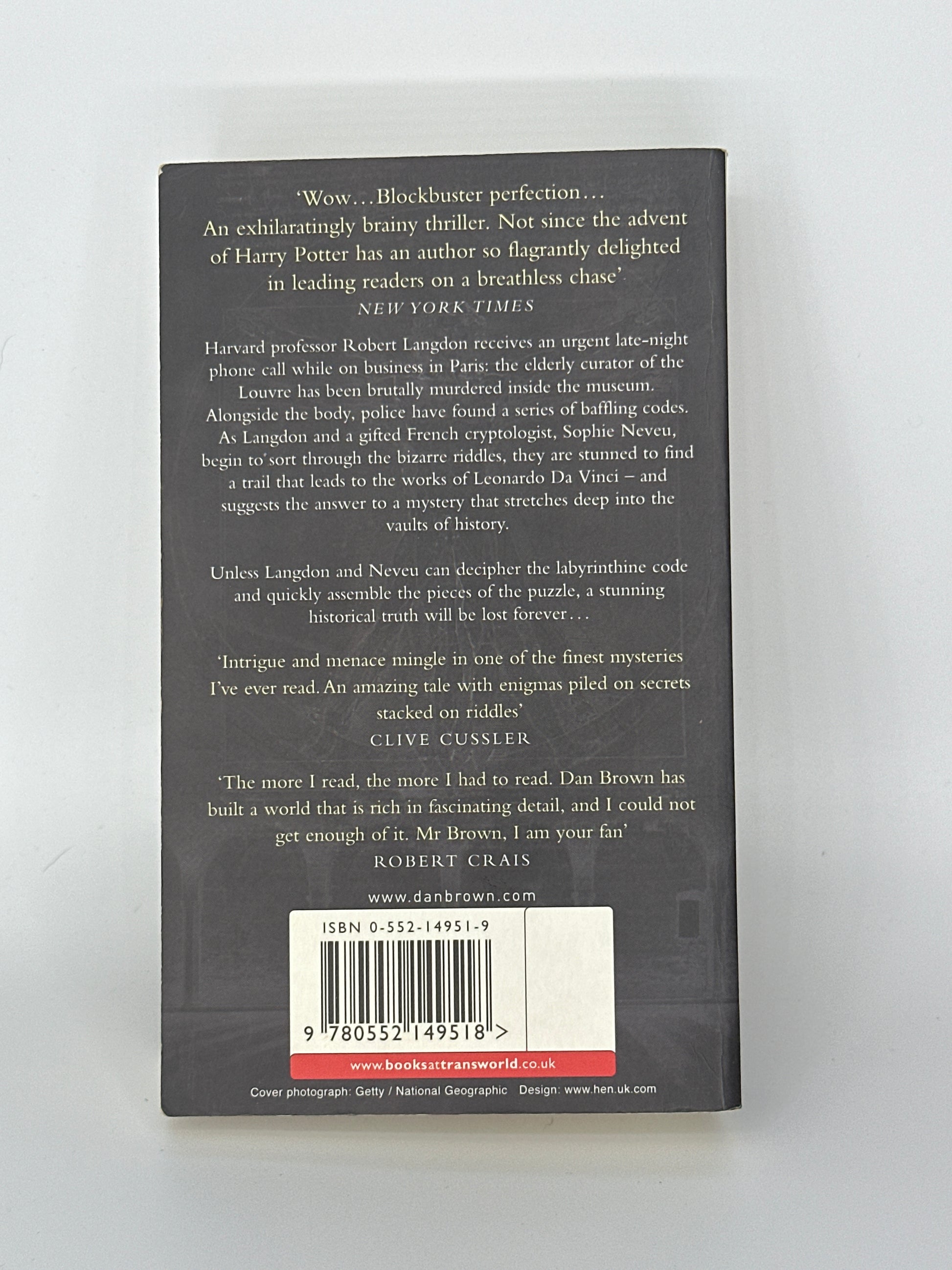 Dan Brown The Da Vinci Code actual back cover used books