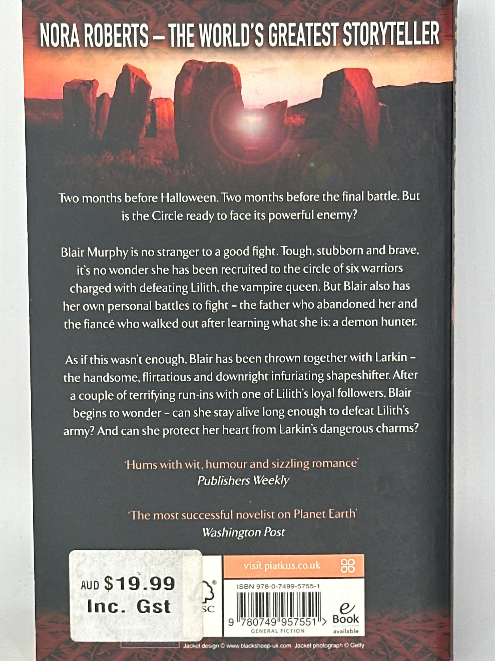 Nora Roberts Dance Of The Gods: Number 2 in series (Circle Trilogy) actual back cover used books