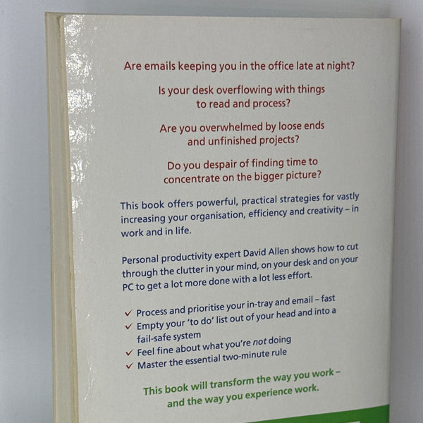 David Allen How to Get Things Done, the Art of Stress-free Productivity actual back cover used books