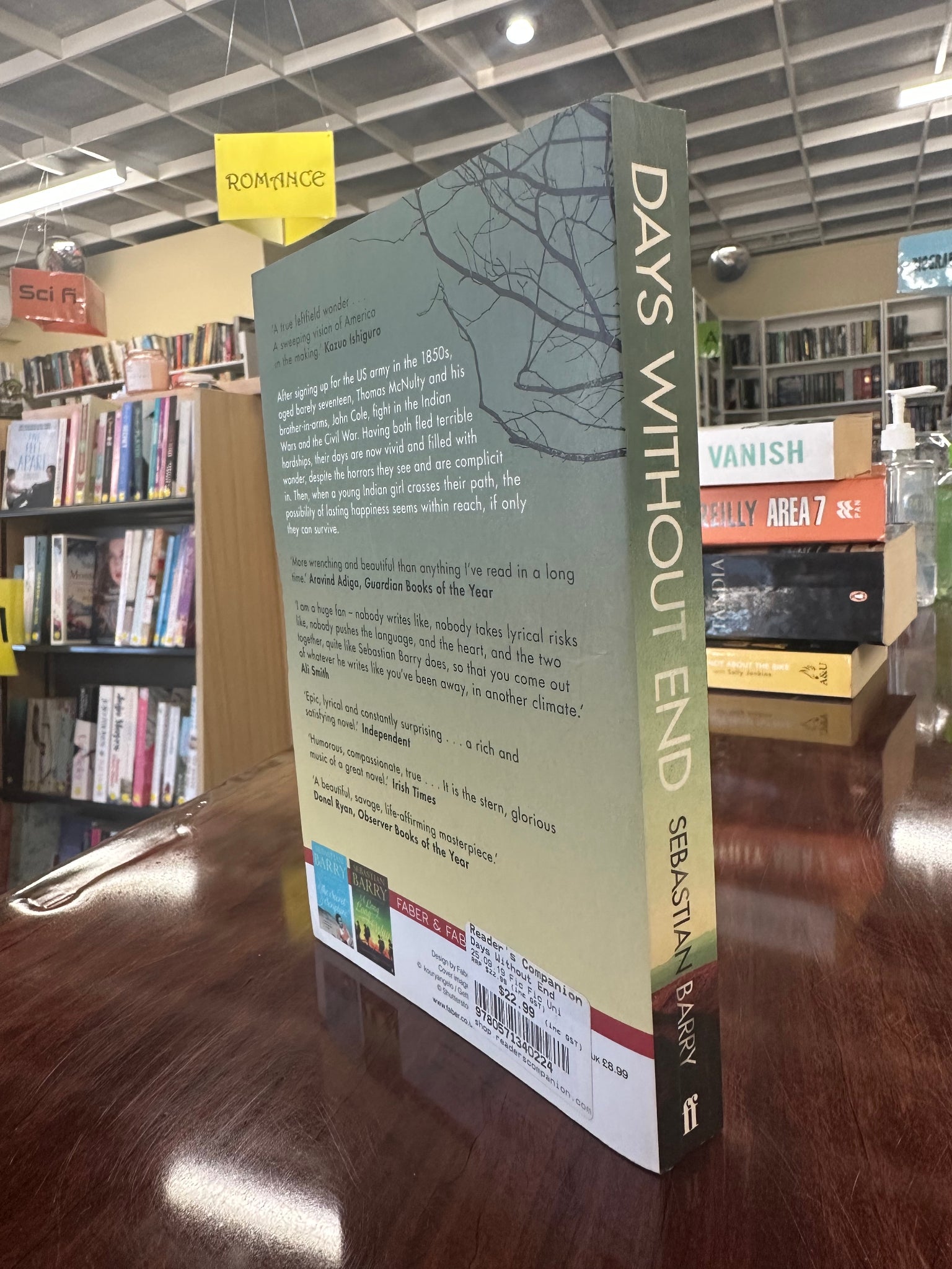 Sebastian Barry Days Without End back cover