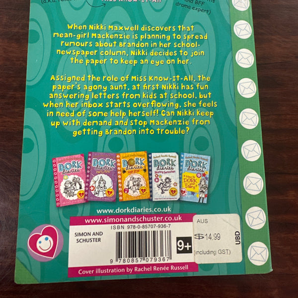 Dork Diaries: Dear Dork Rachel Renee Russell back cover image