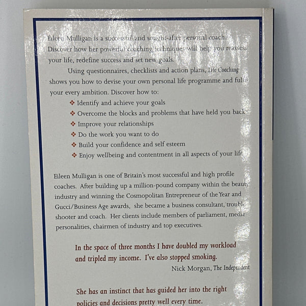 Eileen Mulligan Life Coaching : How to Live the Life You've Always Wanted actual back cover used books