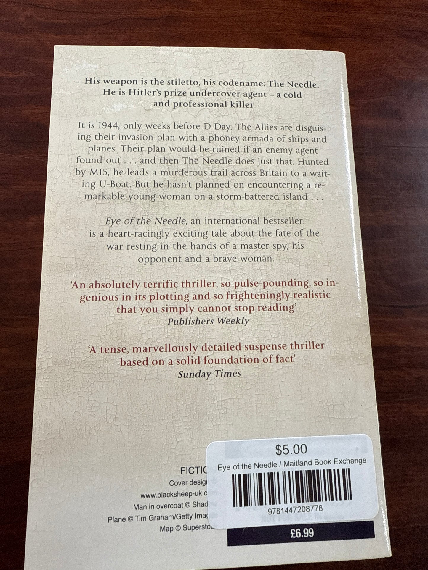 Ken Follett Eye of the Needle back cover