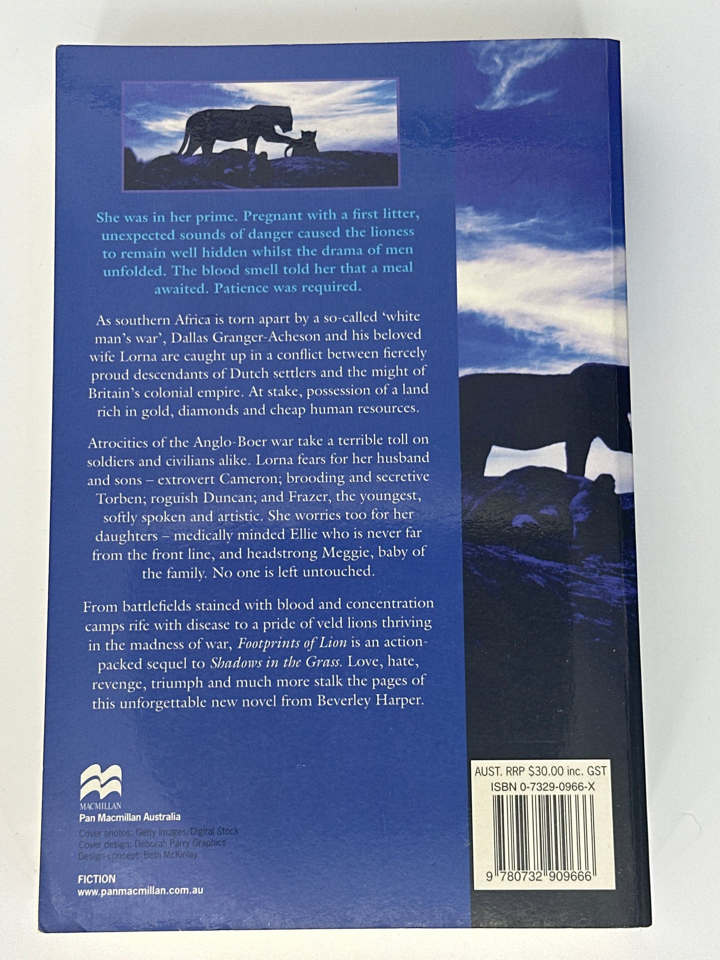 Beverley Harper Footprints of Lion back cover image
