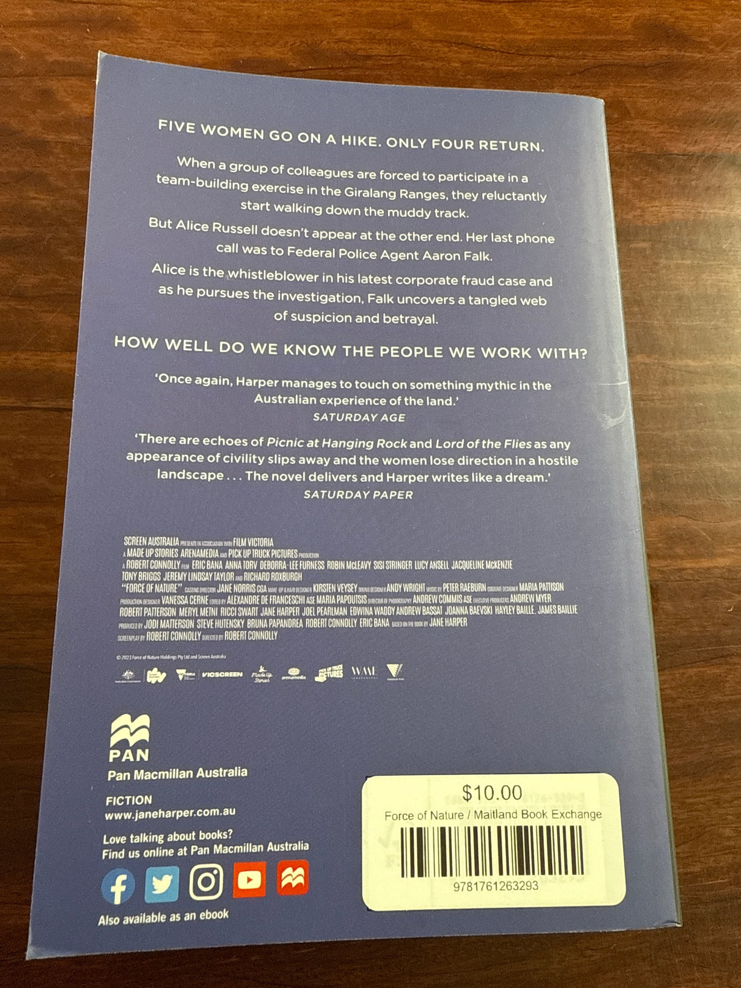 Jane Harper Force of Nature back cover 