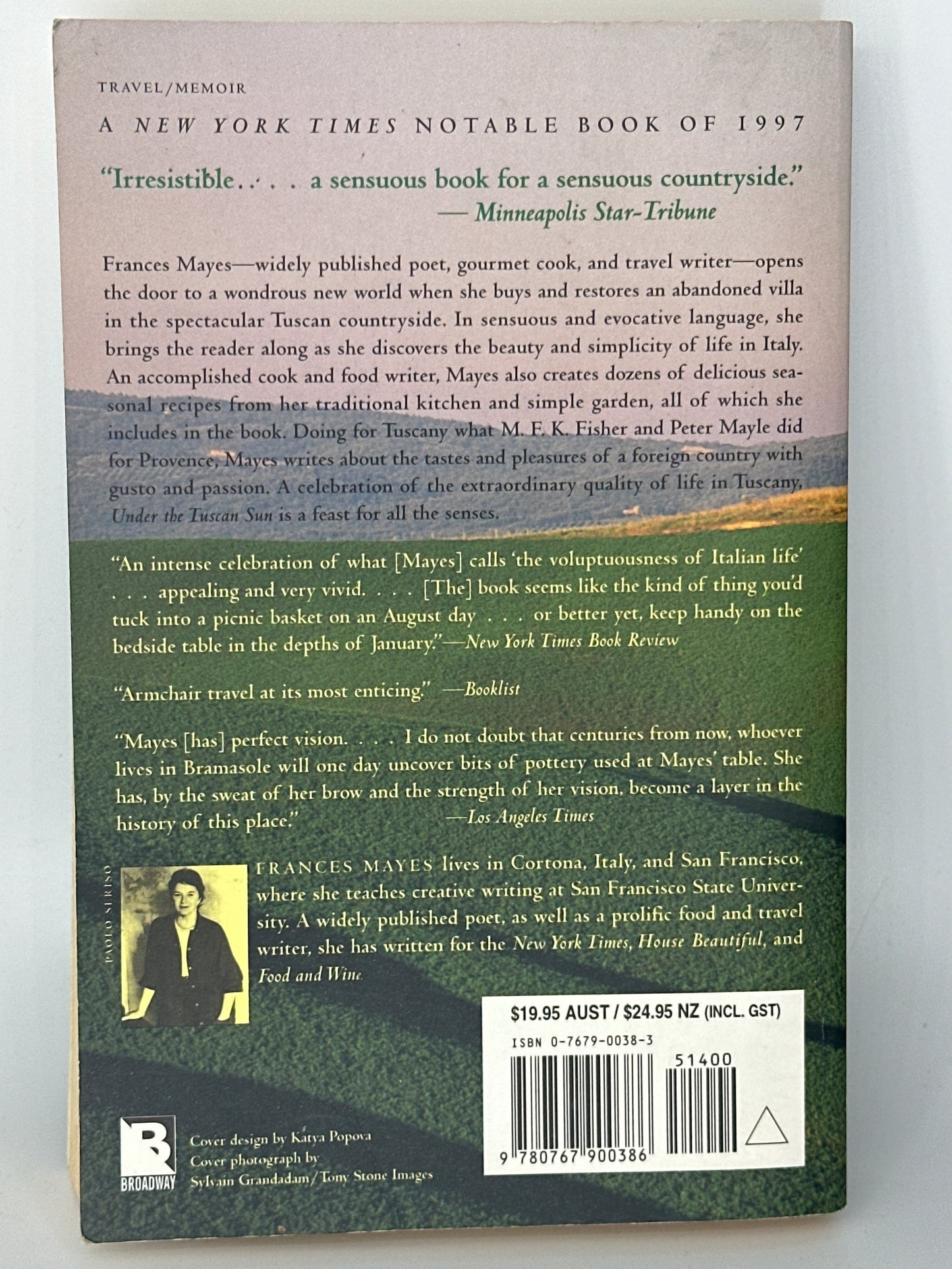 Frances Mayes Under the Tuscan Sun: At Home in Italy actual back cover used books