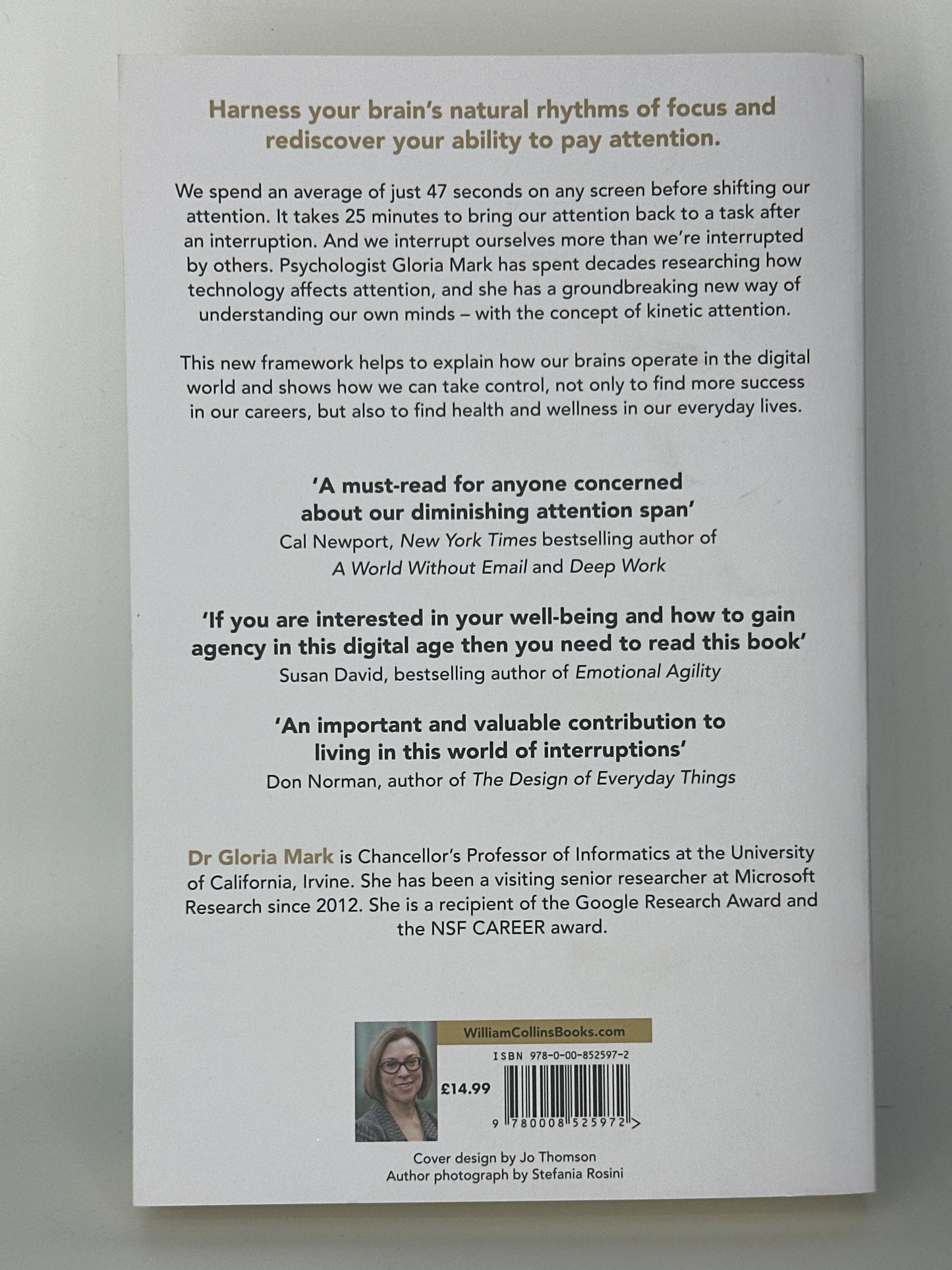 Gloria Mark Attention Span: Finding Focus for a Fulfilling Life actual back cover used books