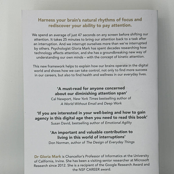 Gloria Mark Attention Span: Finding Focus for a Fulfilling Life actual back cover used books
