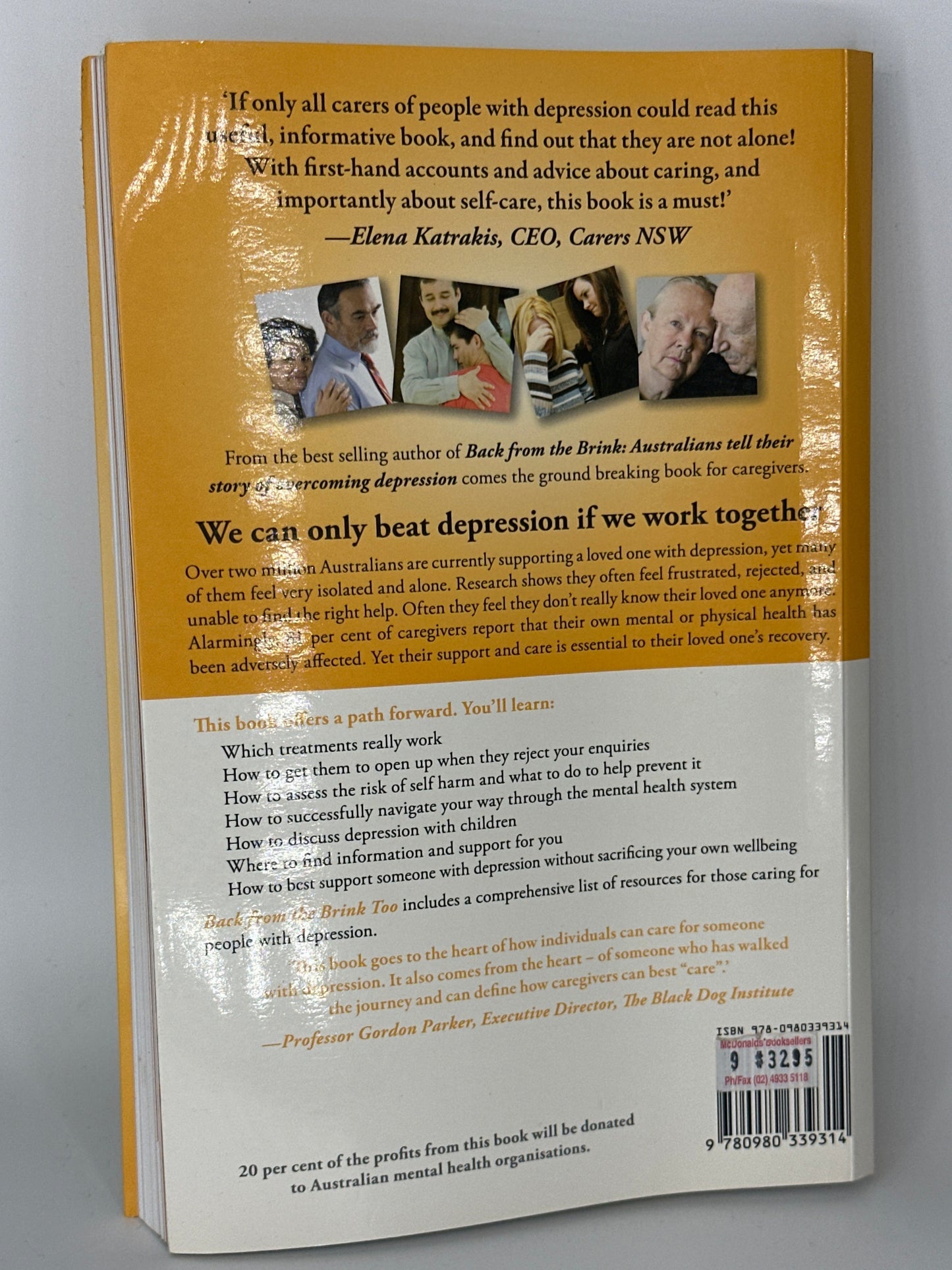 Graeme Cowan Back from the Brink Too: Supporting Your Loved Ones Overcoming Depression actual back cover used books