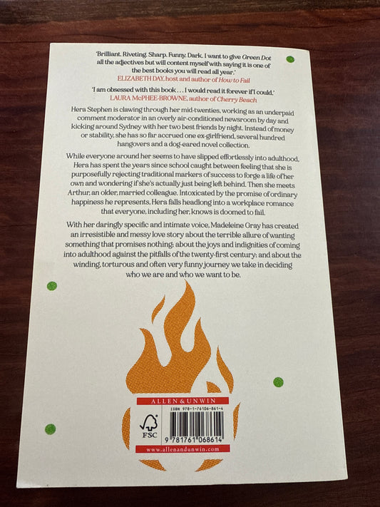 Madeleine Gray Green Dot back cover